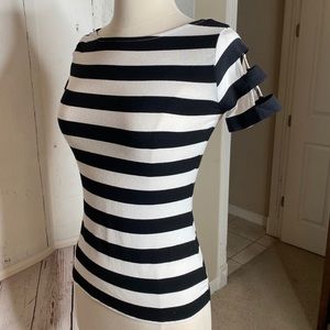 Cache black and white striped top